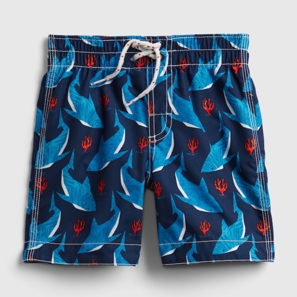 NWT Gap Toddler Boy Shark Swim Trunks Size 12-18 Months